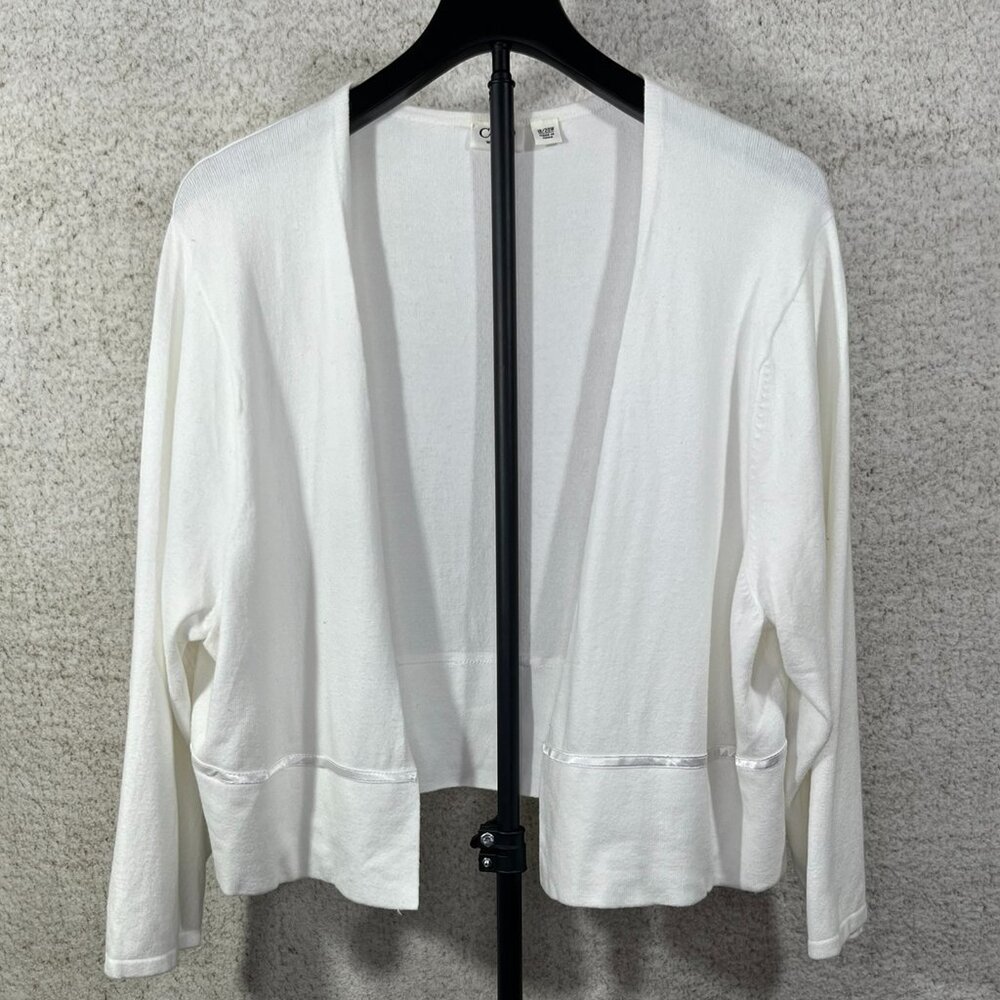 Cato White Bolero Cropped Open Front Cardigan Sweater 18/20W